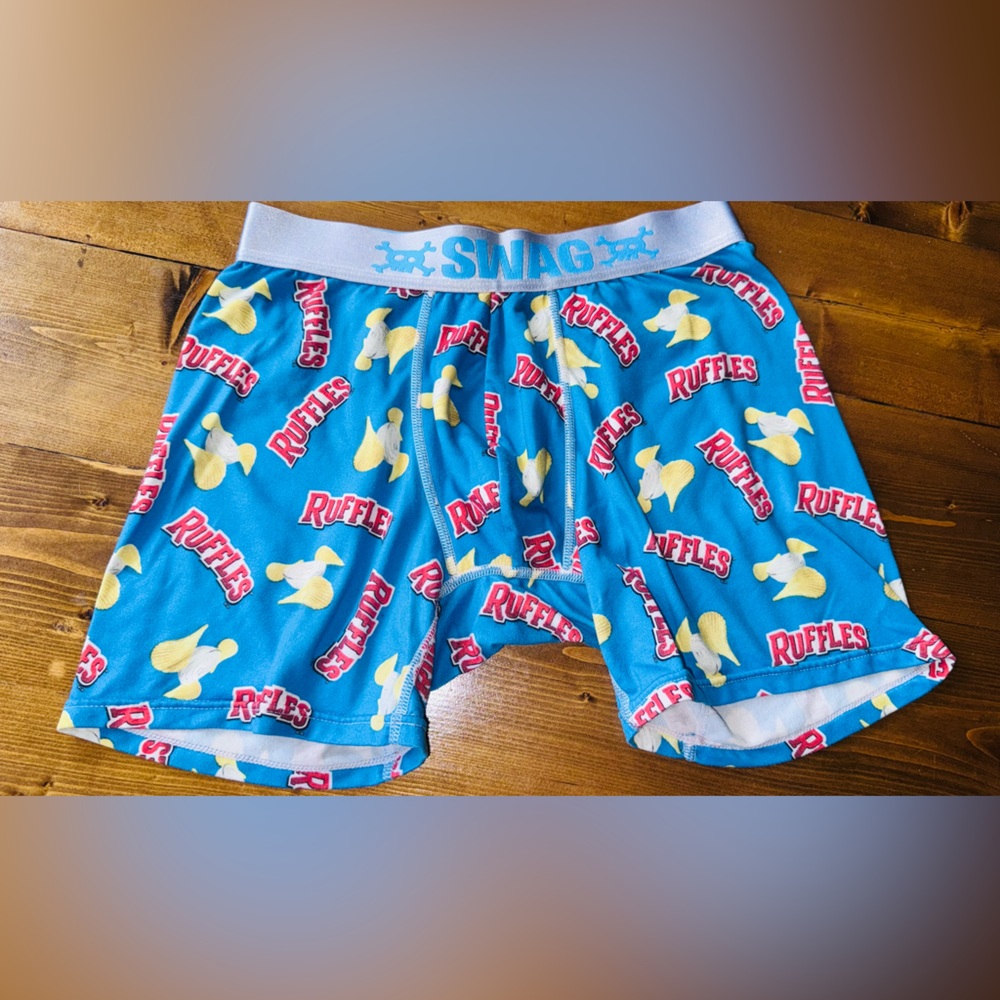 SWAG Blue 'Ruffles' Snack Print Mens Boxer Briefs sz medium